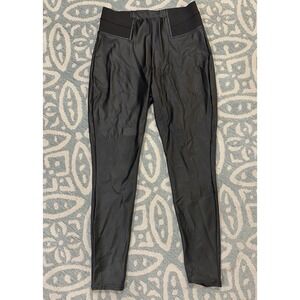 Simply Vera Wang Pull On Pants Women's Faux Leather Legging Black Pockets Size M